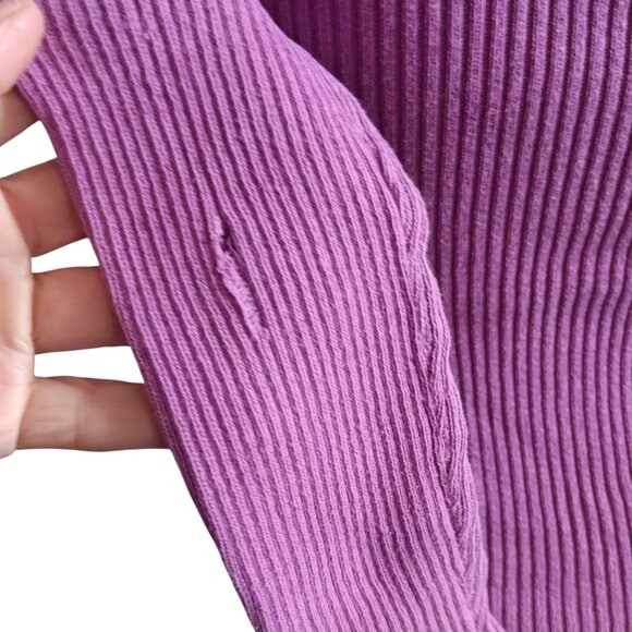 Women's Small Sweater Top Vintage 1970's Purple Hippie Ribbed Knit Sexy Disco - Picture 8 of 9
